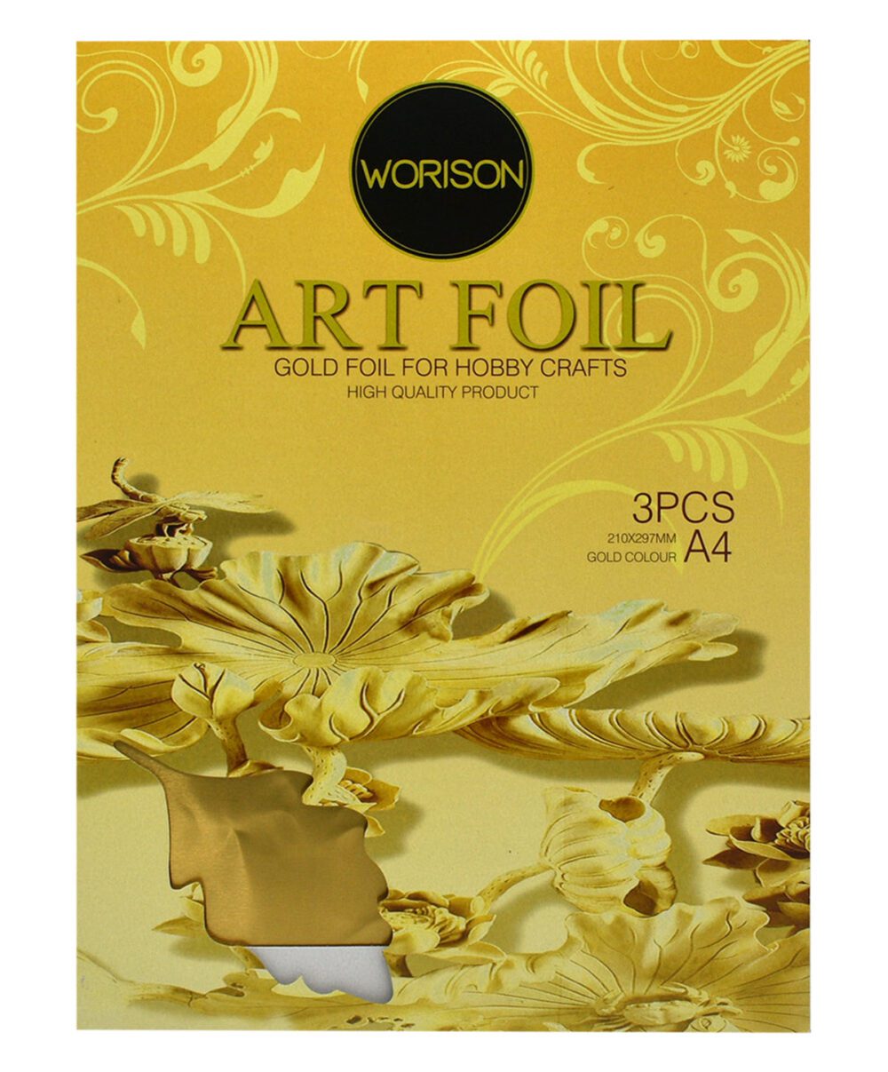 WORISON : ART FOIL : A4 SIZE 3 SHEETS : SILVER & GOLDEN