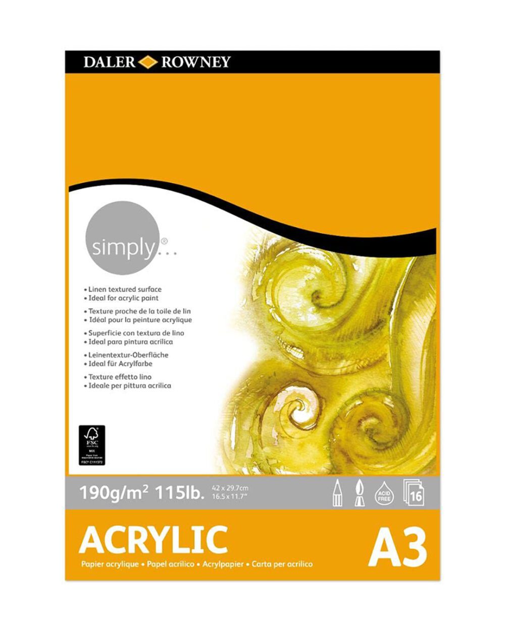 DALER ROWNEY : SIMPLY ACRYLIC PAPER PAD