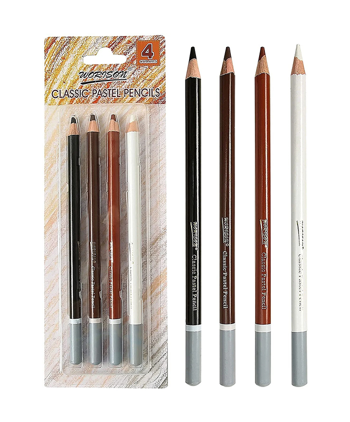 WORISON : CLASSIC SOFT CHARCOAL PASTEL PENCIL SET OF 4 PCS