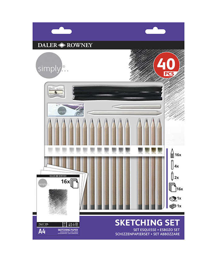 DALER ROWNEY : SIMPLY SKETCHING SET OF 40 PCS