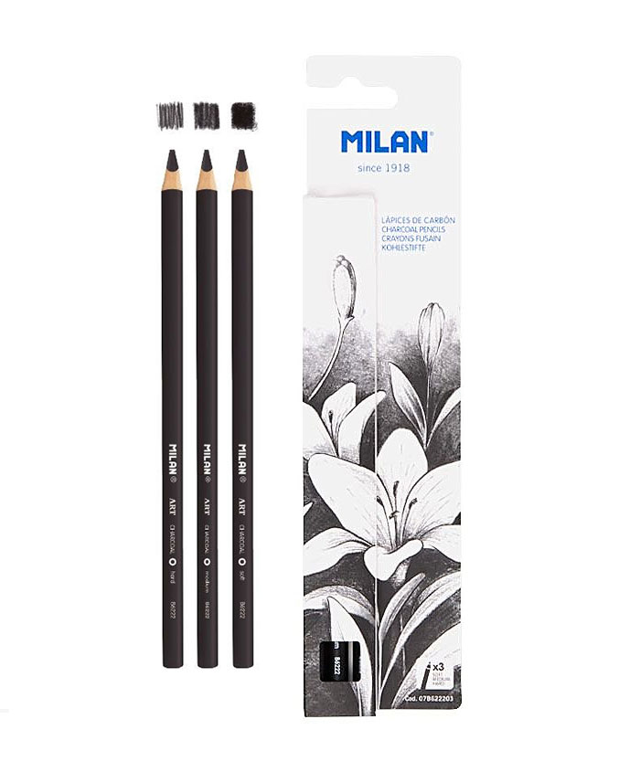 MILAN : CHARCOAL PENCILS SET 3PCS