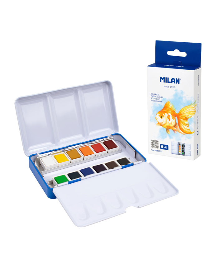 MILAN : WATERCOLOR SET HALF PANS METAL BOX