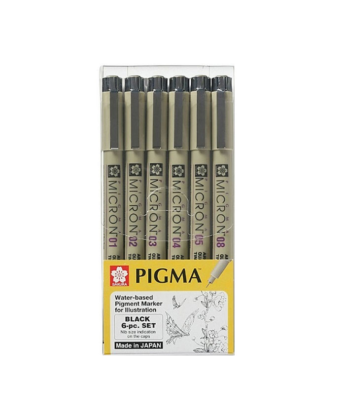 SAKURA : PIGMA MICRON DRAWING : SET OF 6